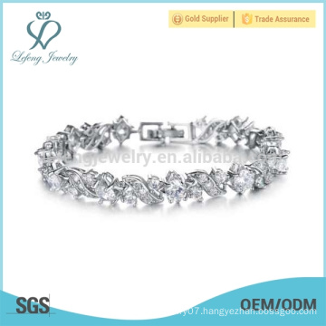 Platinum silver bracelets for ladies,crystal solid silver bracelet